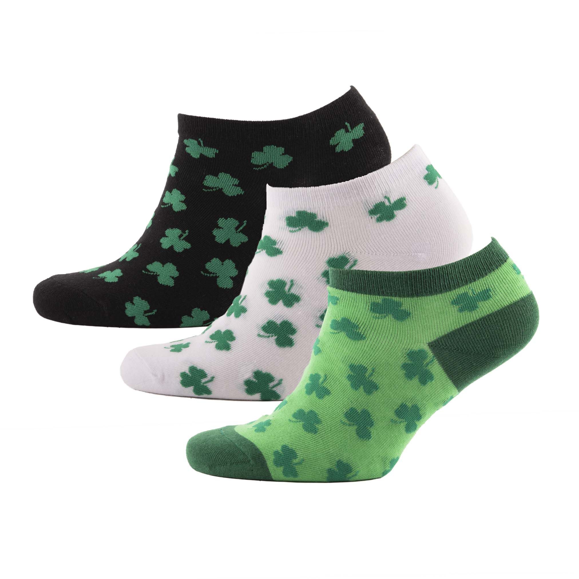 Big City 3 Pack Of Trainer Socks Shamrock Design