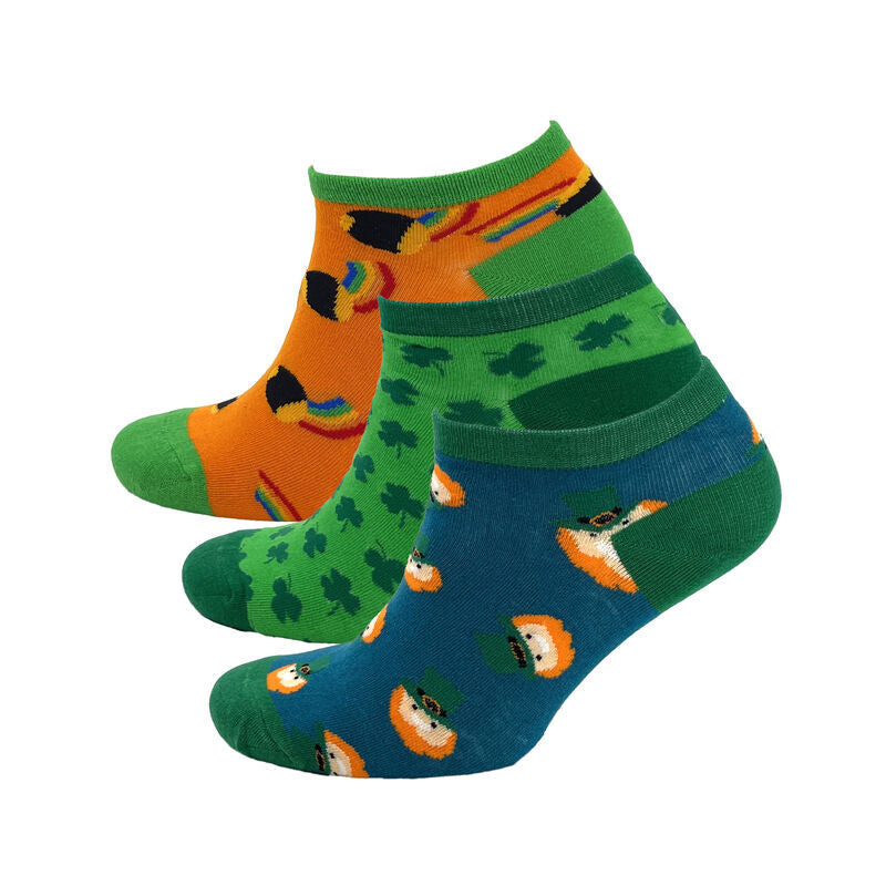 Leprechaun Shamrock & Pot Of Gold Ankle Socks 3 Pack