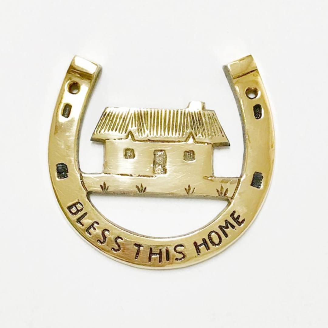 Brass Horseshoe With Cottage Wall Plaque