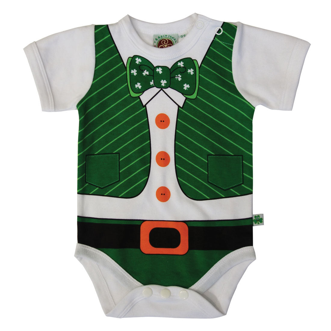 Leprechaun Baby Vest with Shamrock Bow Tie