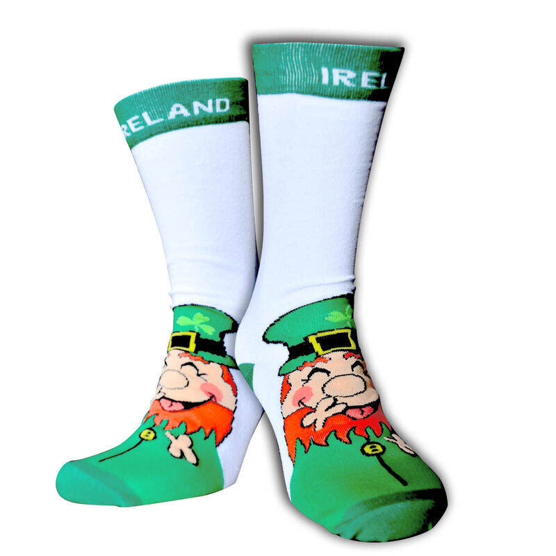 White Lucky Irish Laughing Leprechaun Socks