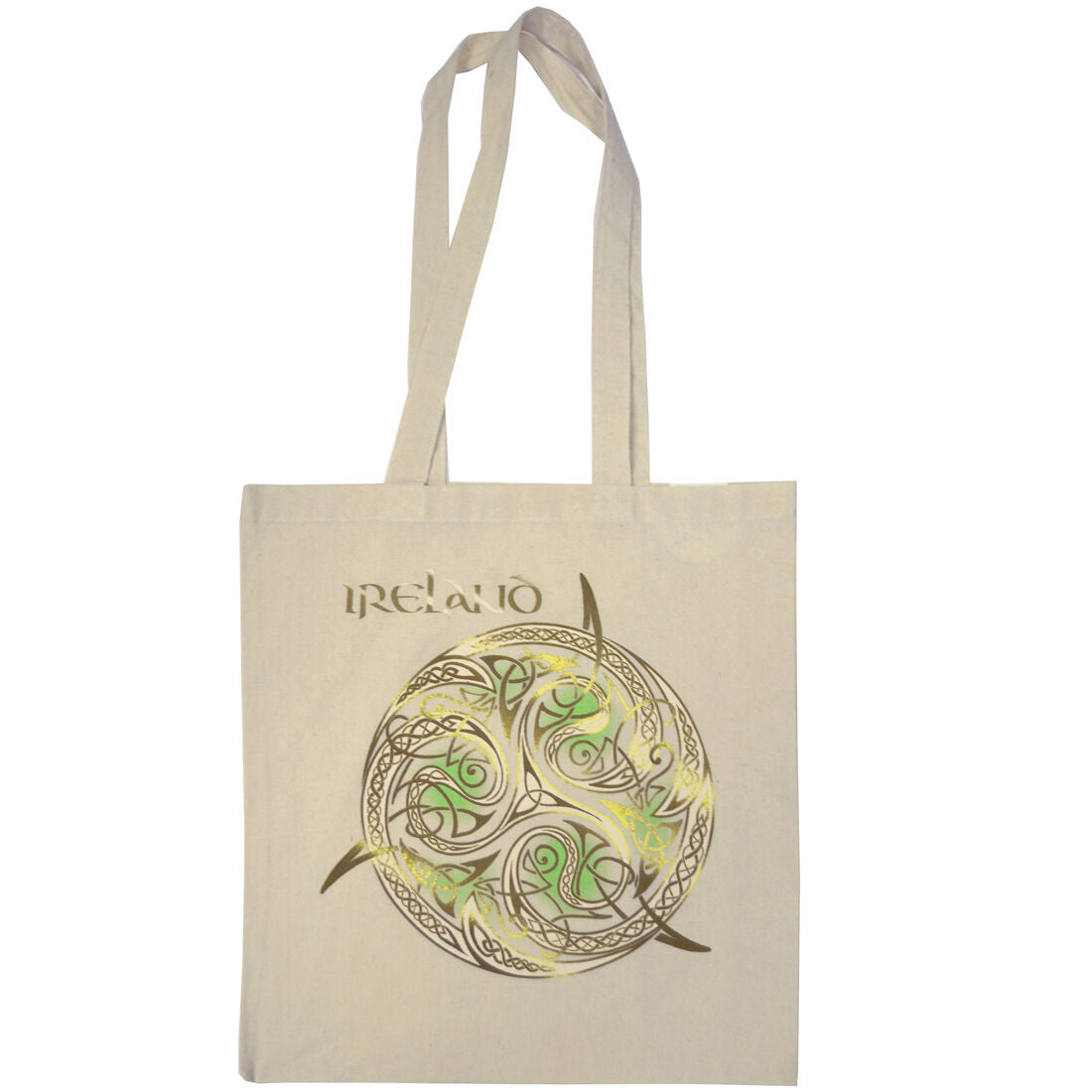 Ireland Celtic Golden Design Tote Bag Natural