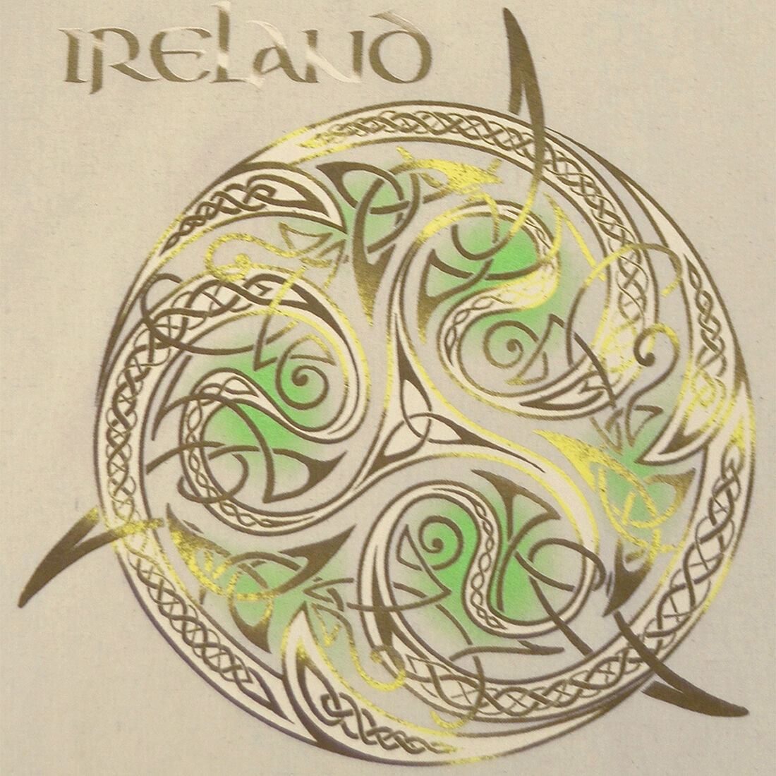 Ireland Celtic Golden Design Tote Bag Natural