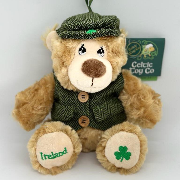 Celtic Toy Co. Green Button Waistcoat & Cap Teddy Bear