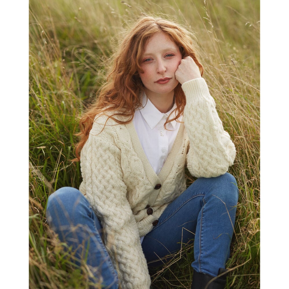 Ladies Aran Boyfriend Cardigan