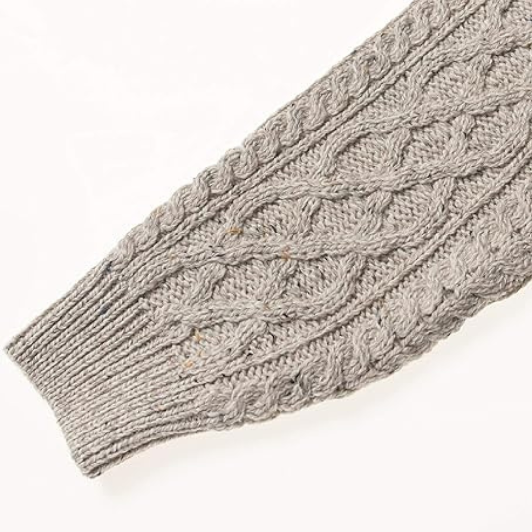 Men's Zip Neck Aran Oatmeal Sweater