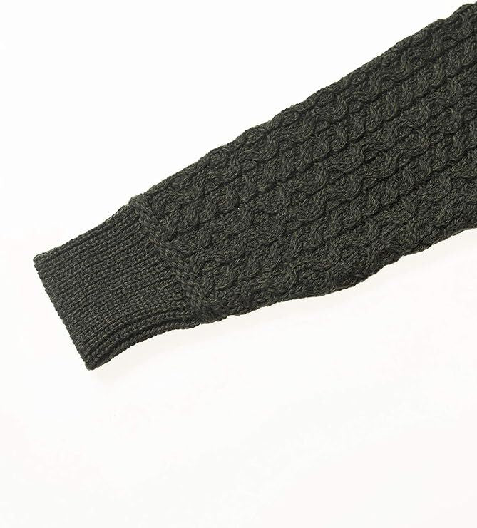 Men's Supersoft Half Zip Aran Green Sweater