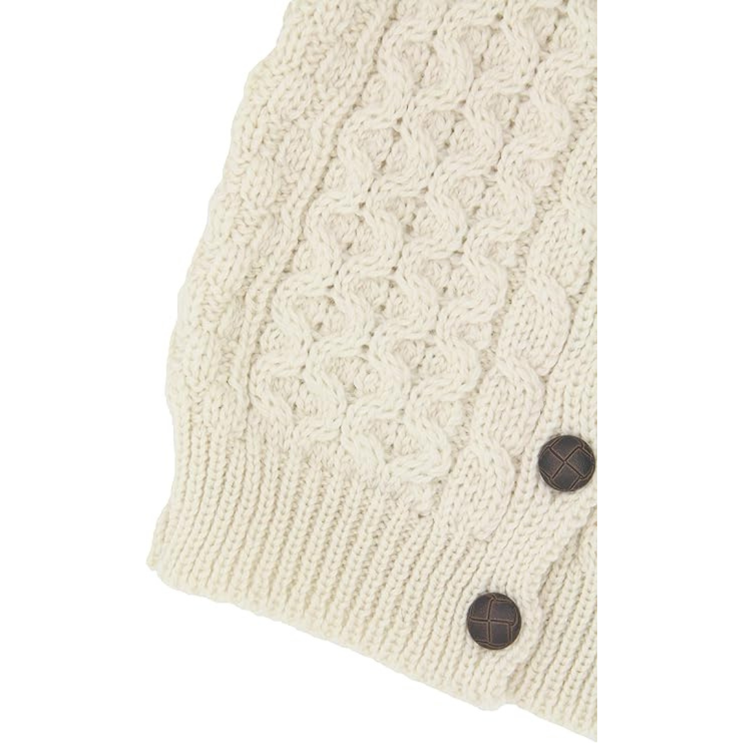 Kids Aran Merino Wool Cardigan Natural