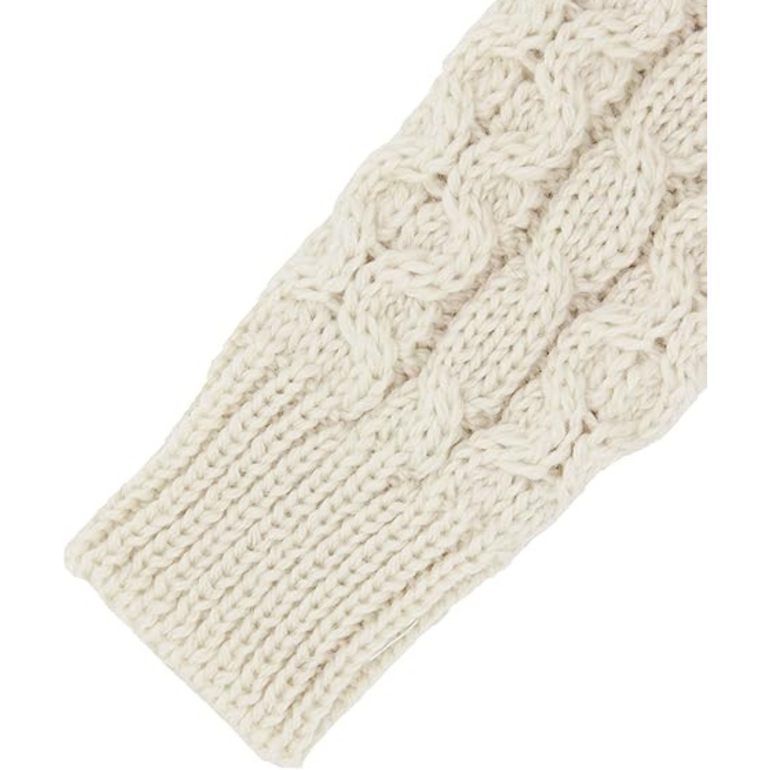 Kids Aran Merino Wool Cardigan Natural