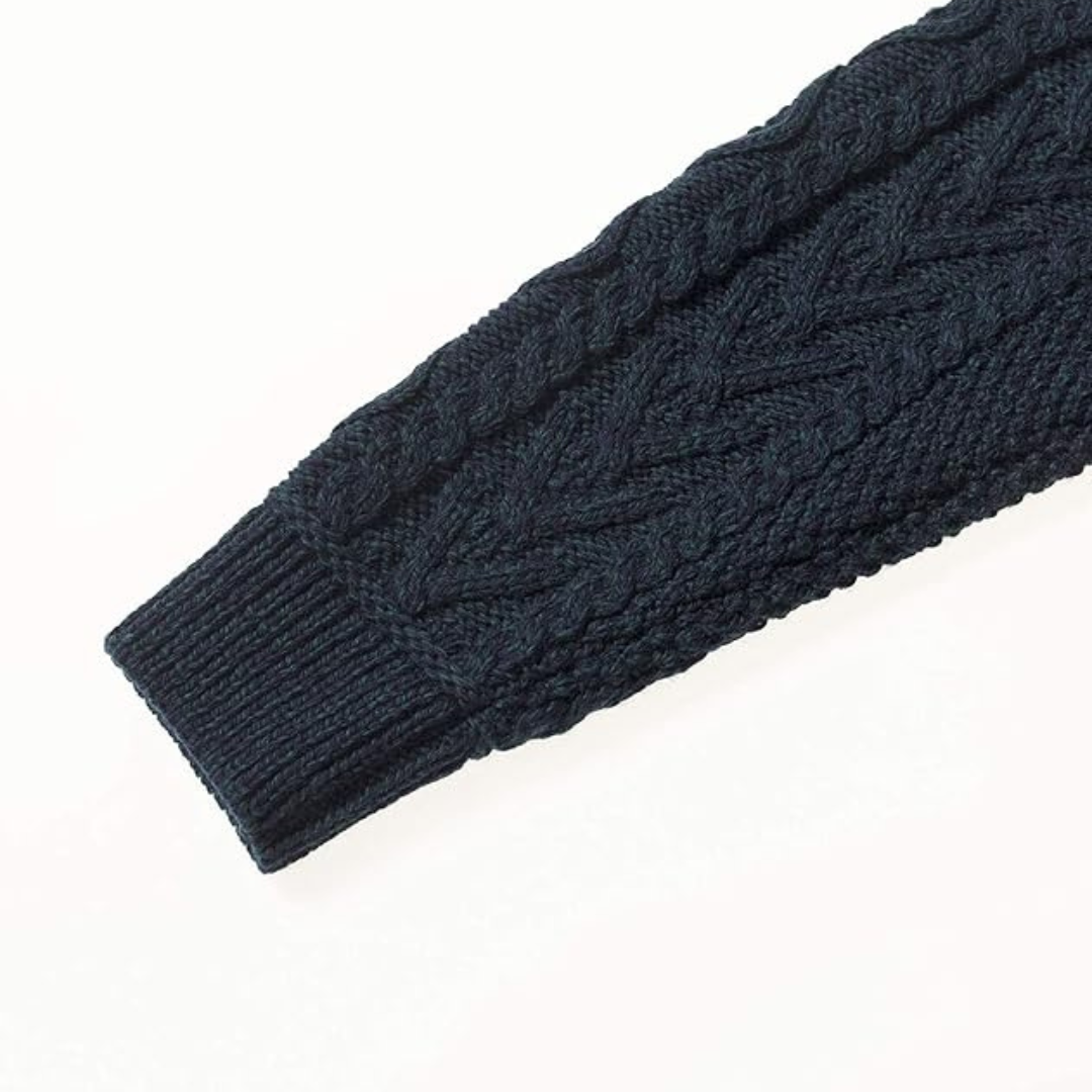 Men's Cable Knit Shoulder Patch Blackwatch Zip Cardigan