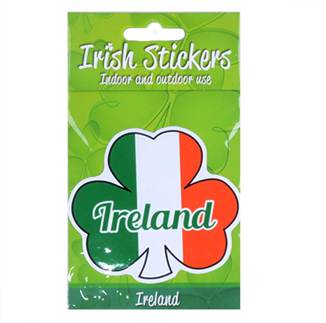 Shamrock Designed Tri-colour Sticker With Ireland Text