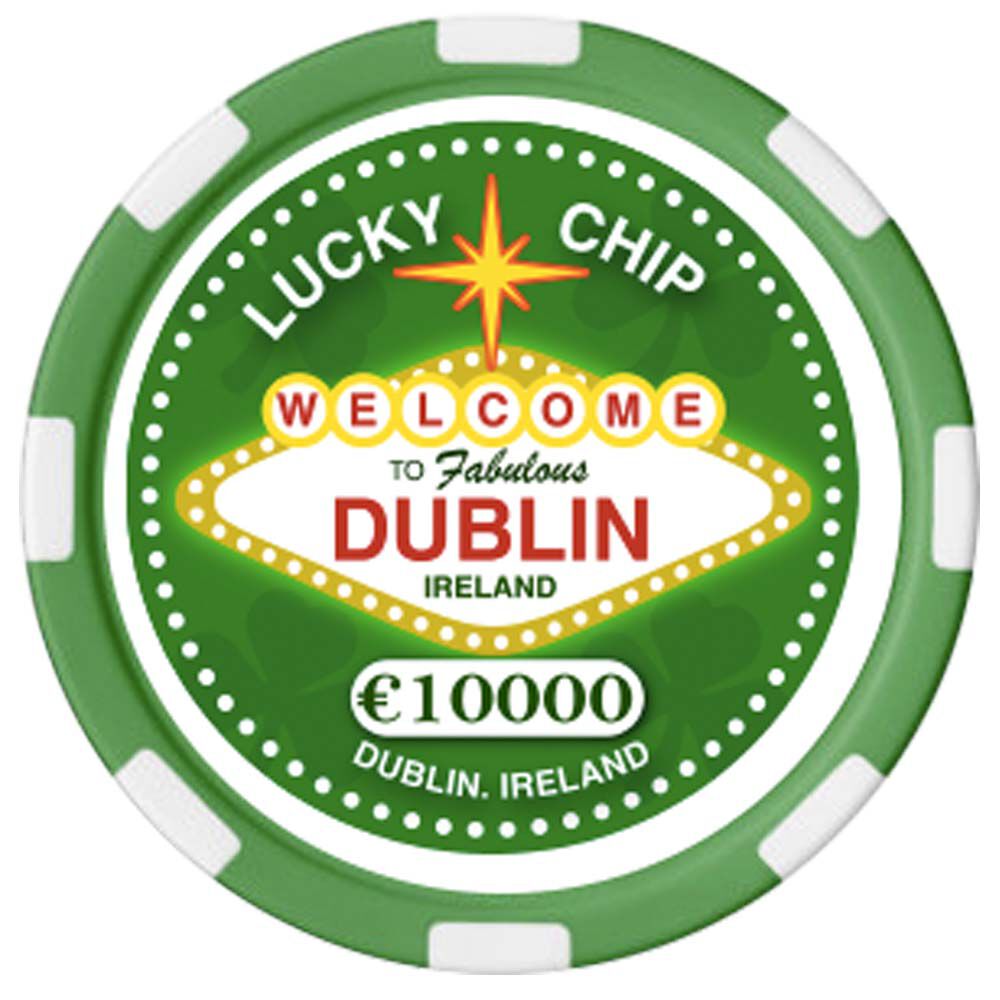 Irish Designed Poker Chip With Welcome To Fabulous Dublin Text