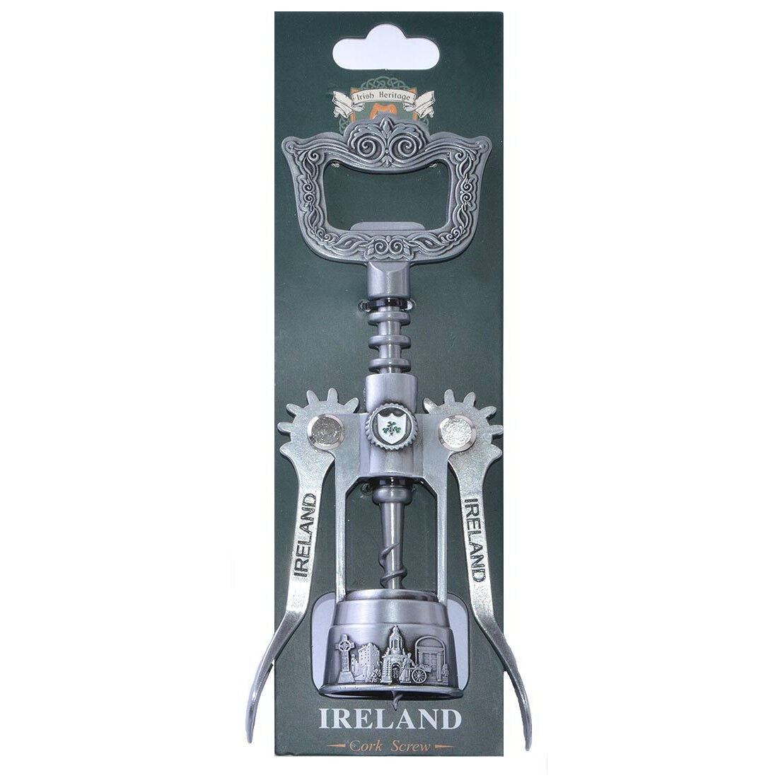 Metal Corkscrew With Ireland Crest & Symbols