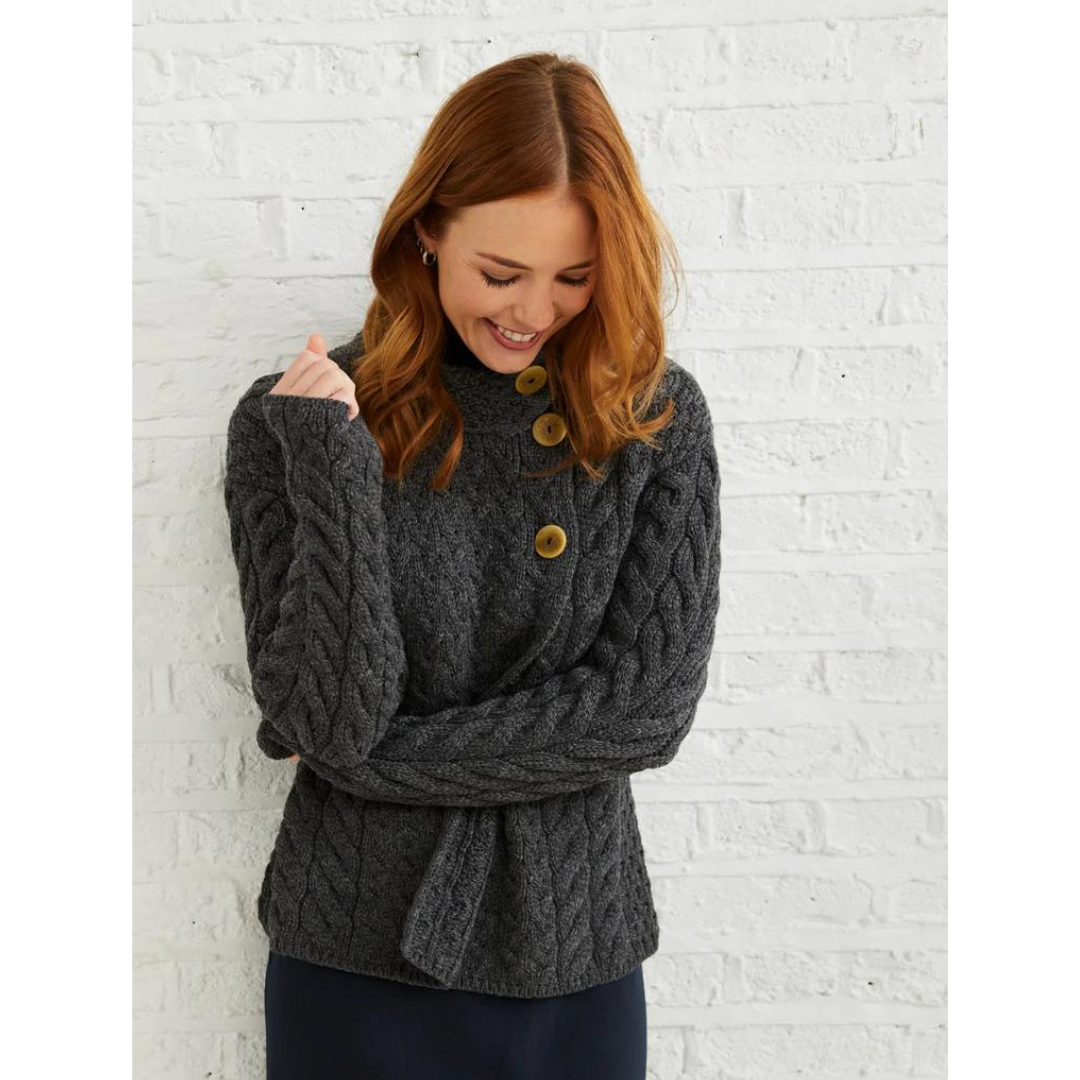 Ladies Aran Cable Knit Cardigan