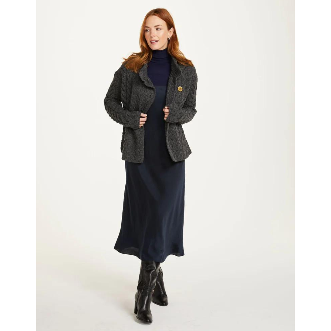 Ladies Aran Cable Knit Cardigan