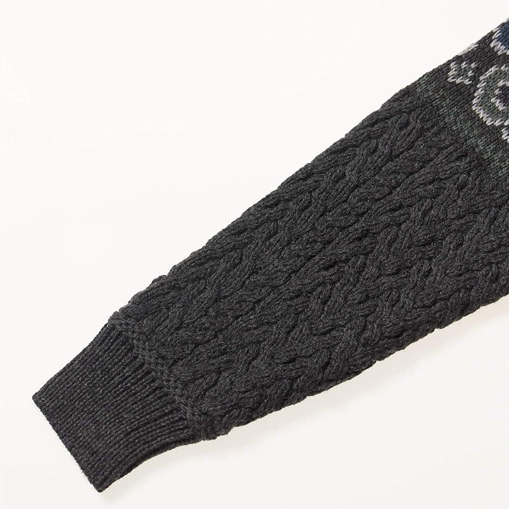 Men's Half Zip Aran Jacquard Charcoal Celtic Sweater