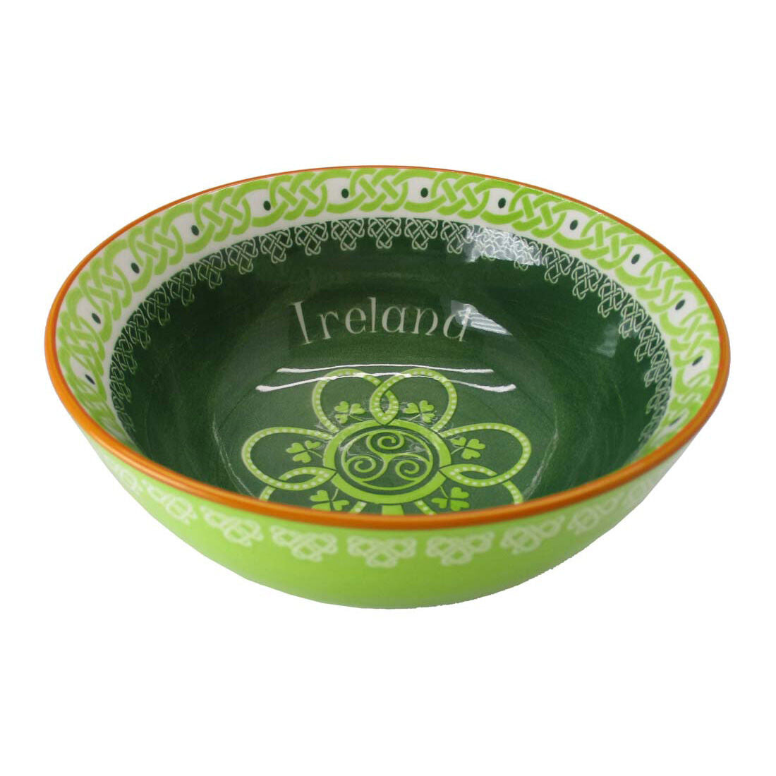 Shamrock Spiral Ireland 14cm Bowl With Green Yellow Celtic Design