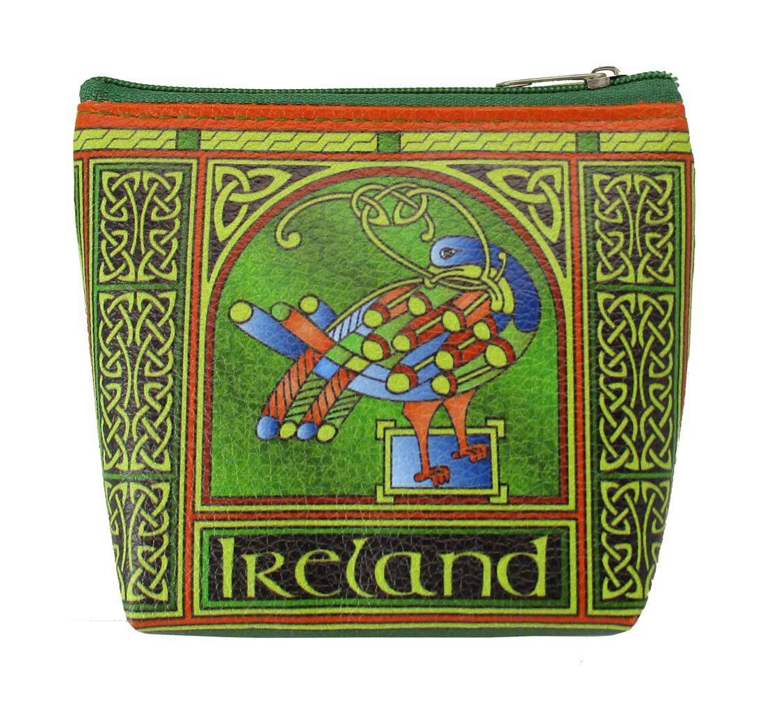 Celtic Peacock Ireland Clip Purse With Aed Trinity Irish Design