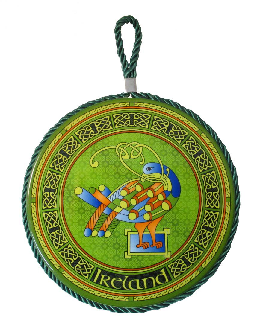 Irish Weave Ceramic Pot Stand/Hanging Decoration With Celtic Peacock Design