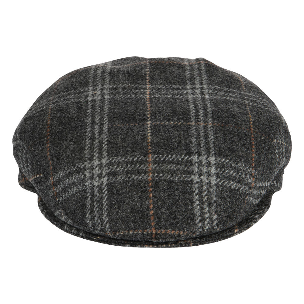 Tweed Herringbone Checkered Grey Flat Cap