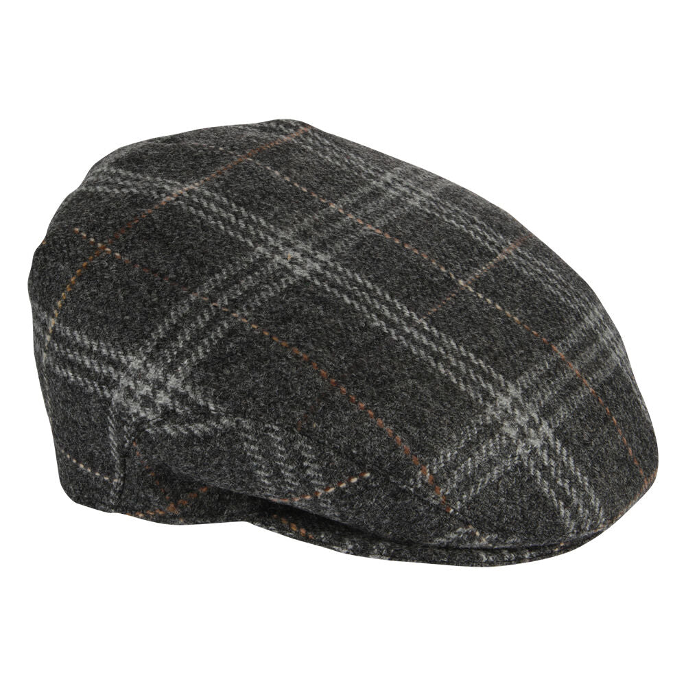Tweed Herringbone Checkered Grey Flat Cap