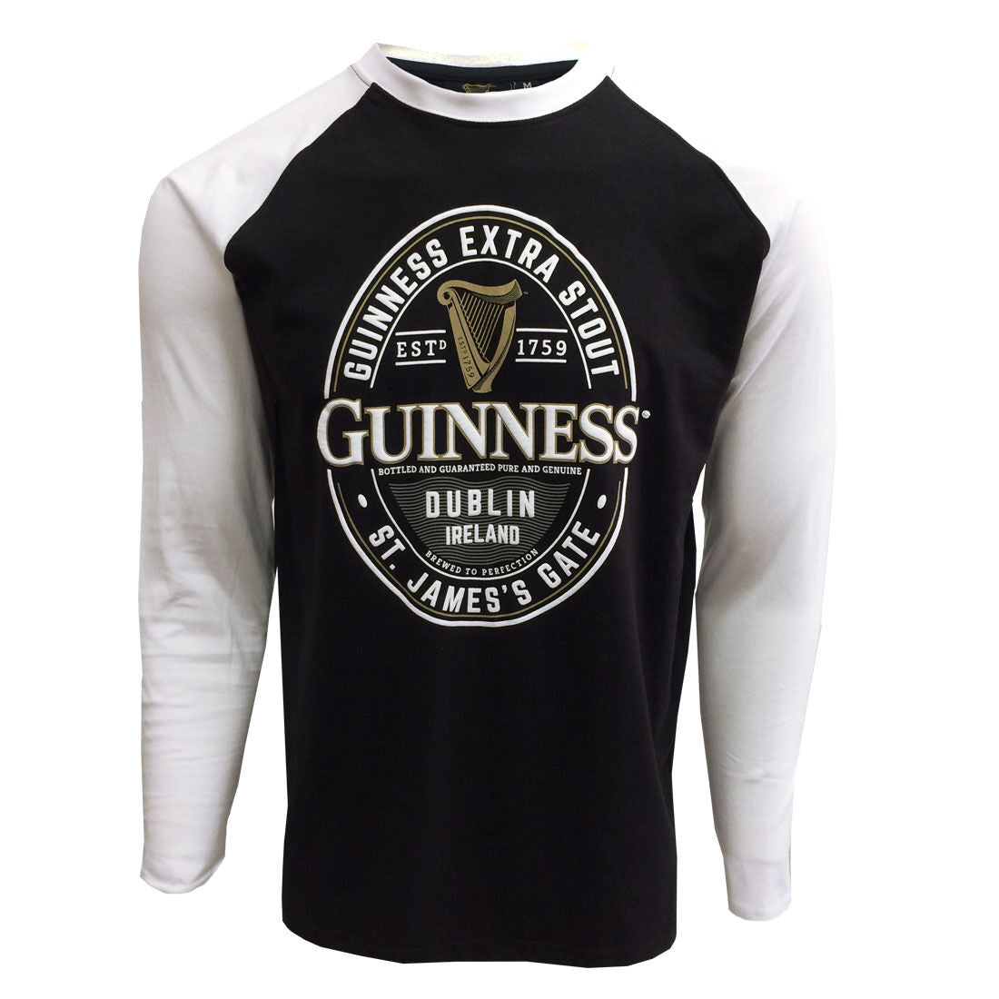 Guinness Long Sleeve Dublin Ireland Black & White T-shirt