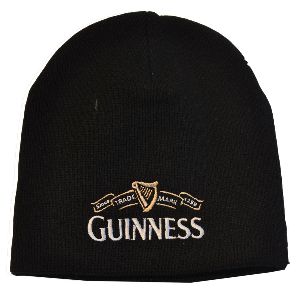 Guinness Beanie Hat With White Guinness Trademark Logo Black