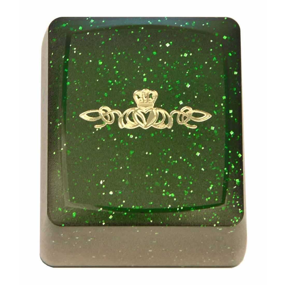 Ladies Hallmarked Sterling Silver Claddagh Ring With Connemara Marble Stone