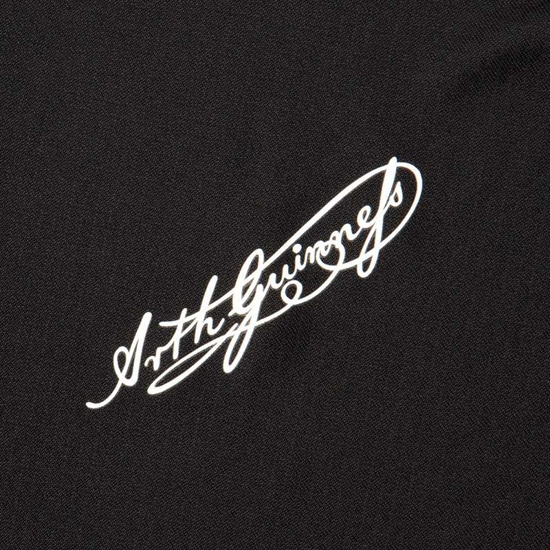 White cursive signature text on a black textured background