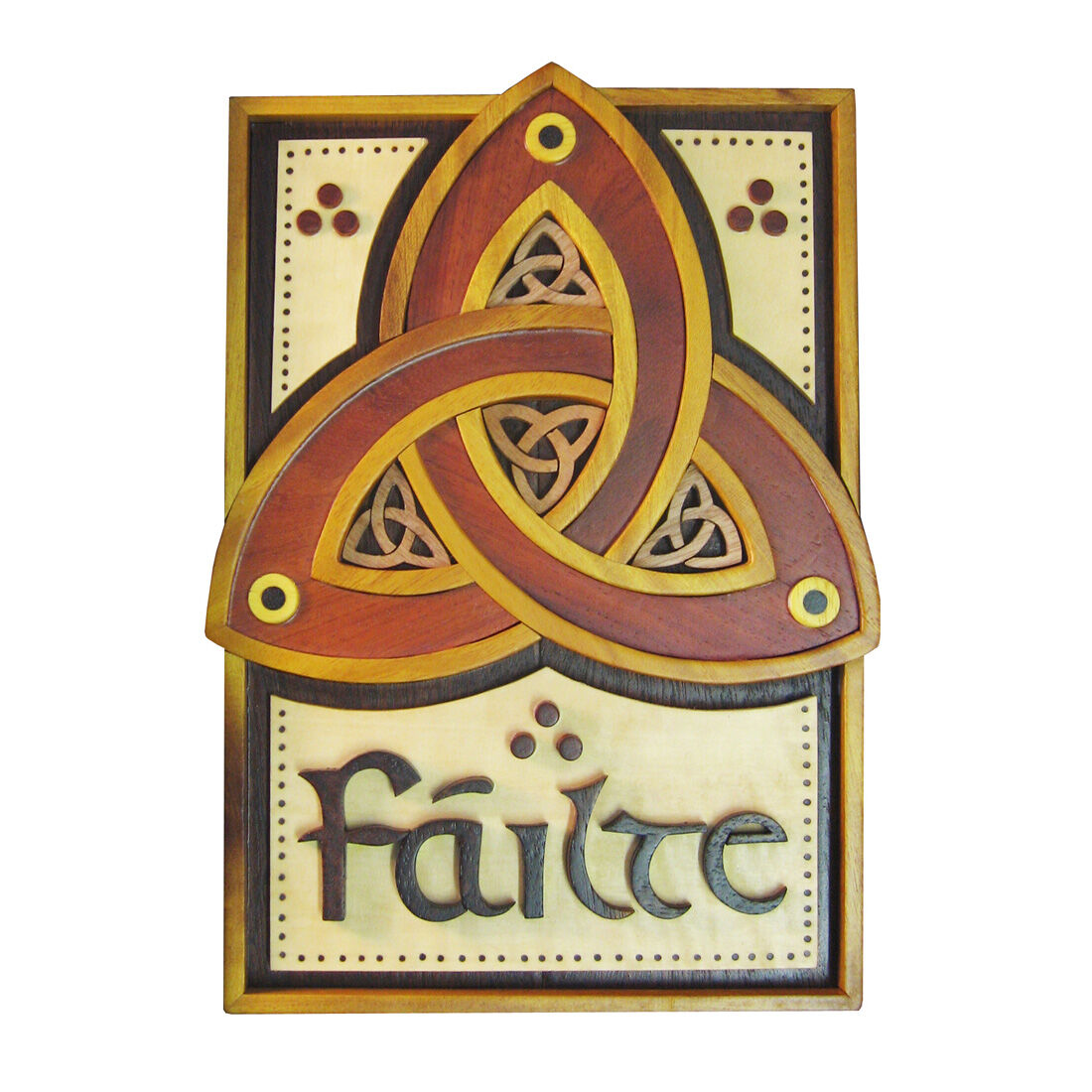 Wooden Trinity Knot Failte Wall Hanging Plaque 22cm X 15.5cm