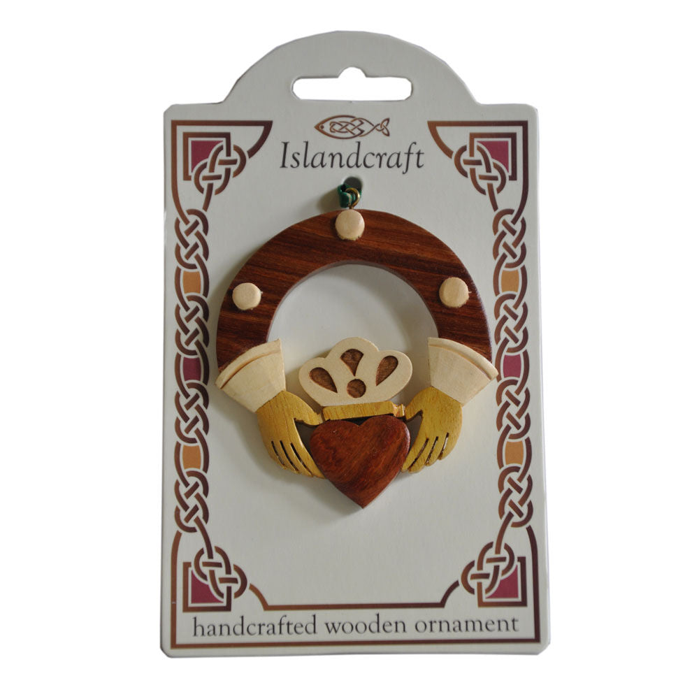 Irish Wooden Claddagh Hanging Decoration