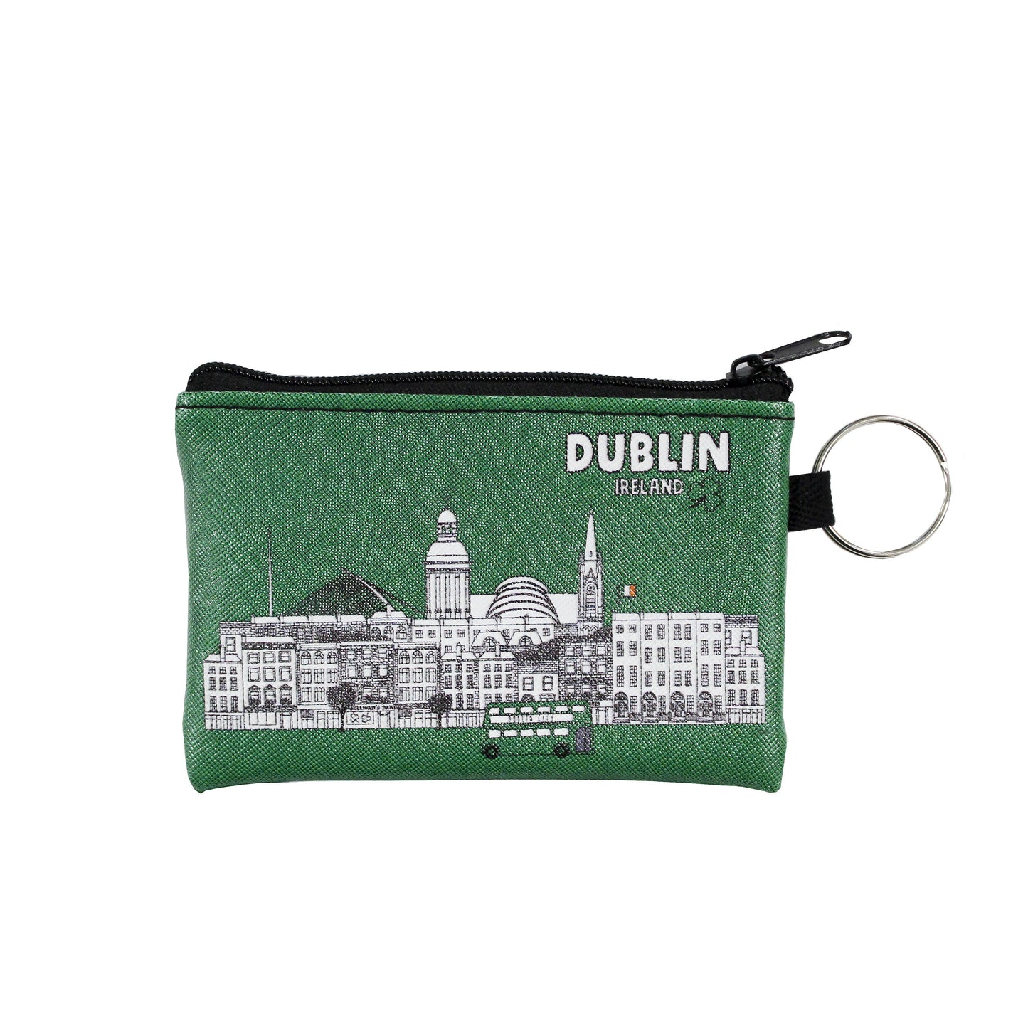 Pouch & Keychain With Big City Dublin Ireland Skyline Design