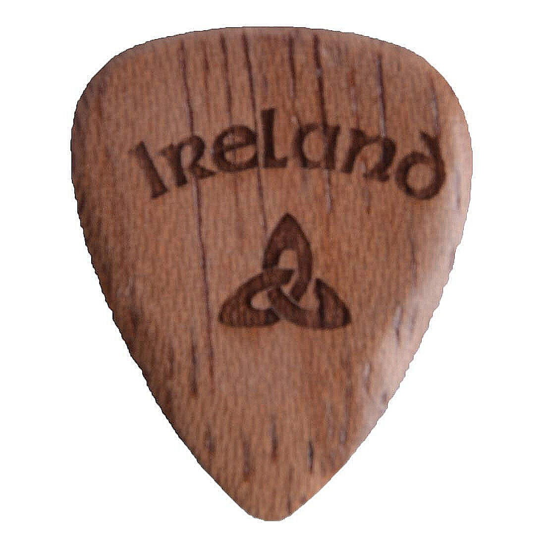 Wooden Guitar Pick With Irish Trinity Knot Design Brown
