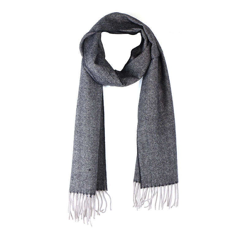 Herringbone Tweed Irish Scarf Grey