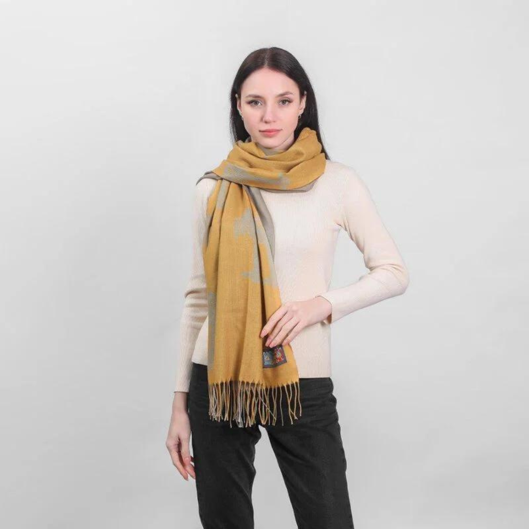 Celtic Tree Two Tone Scarf Mustard