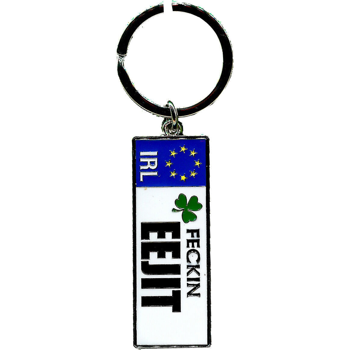 Irish Designed Ireland Reg Plate Keychain With Feckin Eejit Text