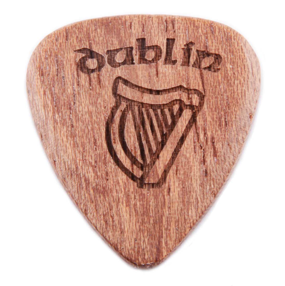 Dark Wooden Guitar Pick With Dublin & Harp Design