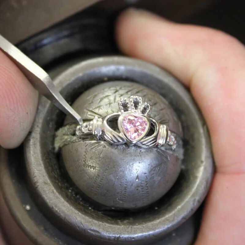Platinum Plated Claddagh October Birthstone Ring