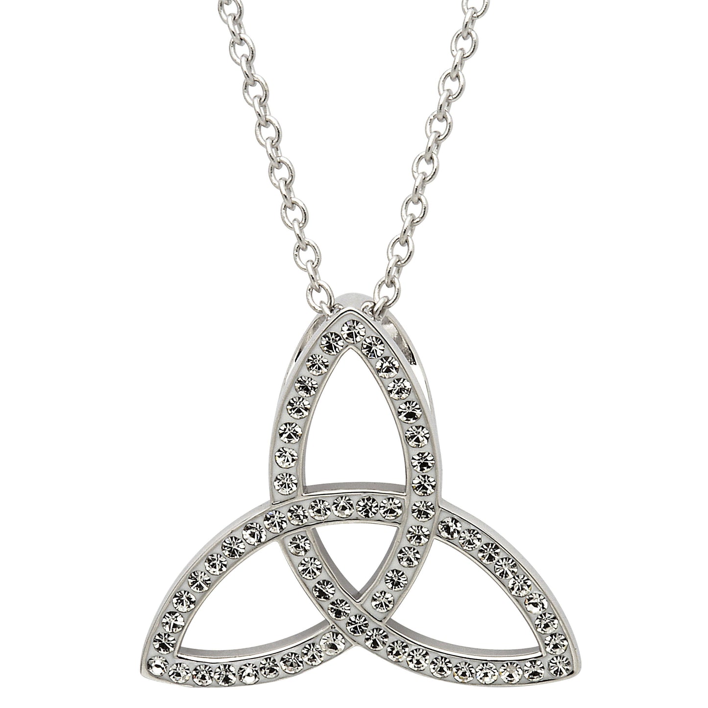 Platinum Plated Trinity necklace With Clear Crystals