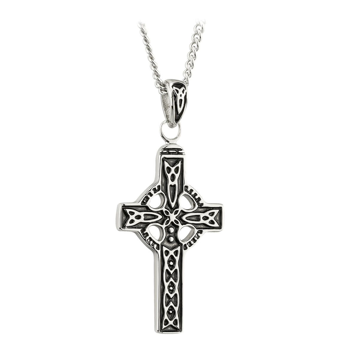 Pewter Designed Celtic Cross Designed necklace With Trinity Knots