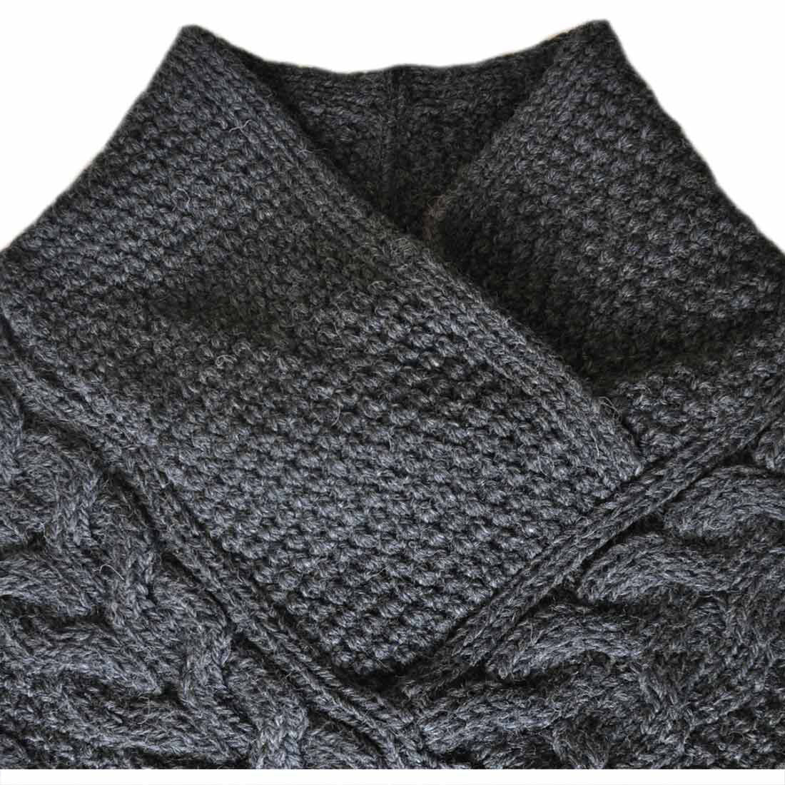 Ladies Aran Cable Poncho Charcoal