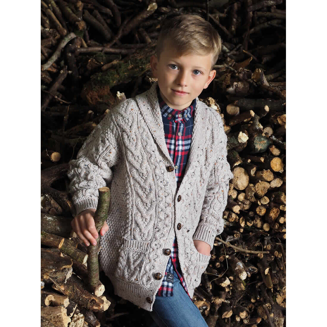 Children's Merino Wool Oatmeal Cardigan