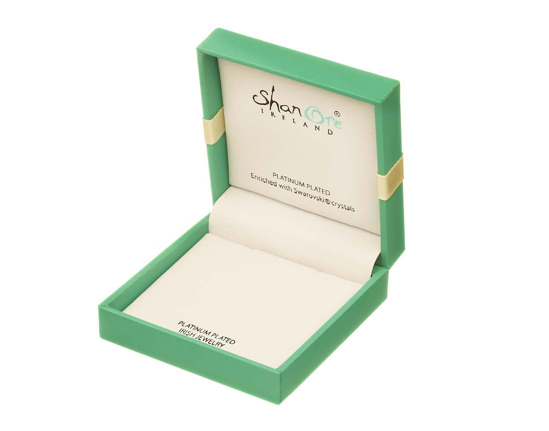 Platinum Plated Shamrock Stud Earrings With Peridot Crystals