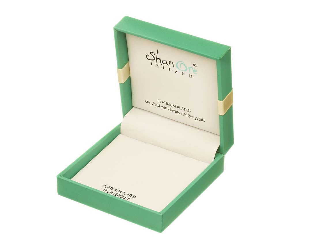 Platinum Plated Shamrock Stud Earrings With Clear Crystals