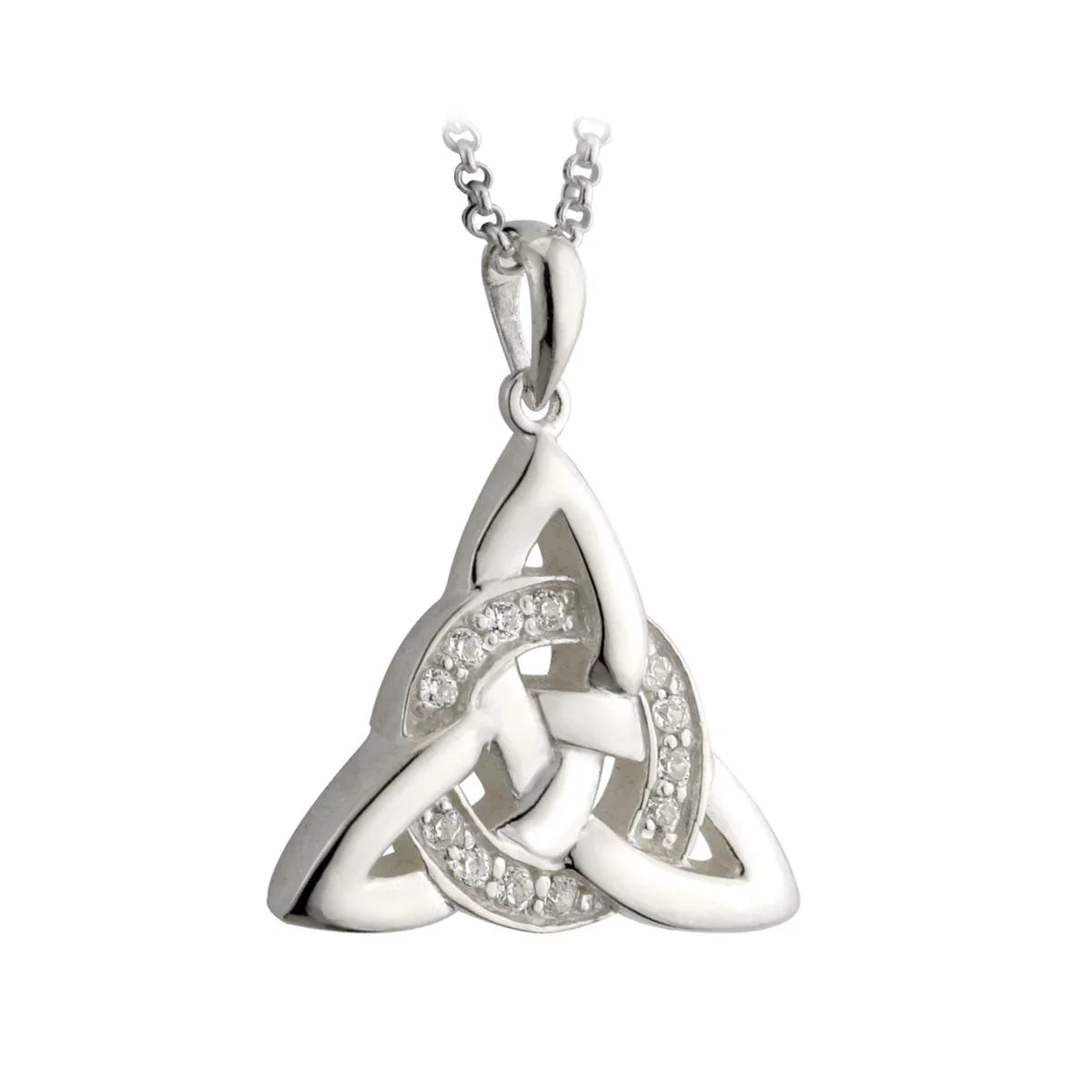 Silver Cubic Zirconia Celtic Knot Necklace