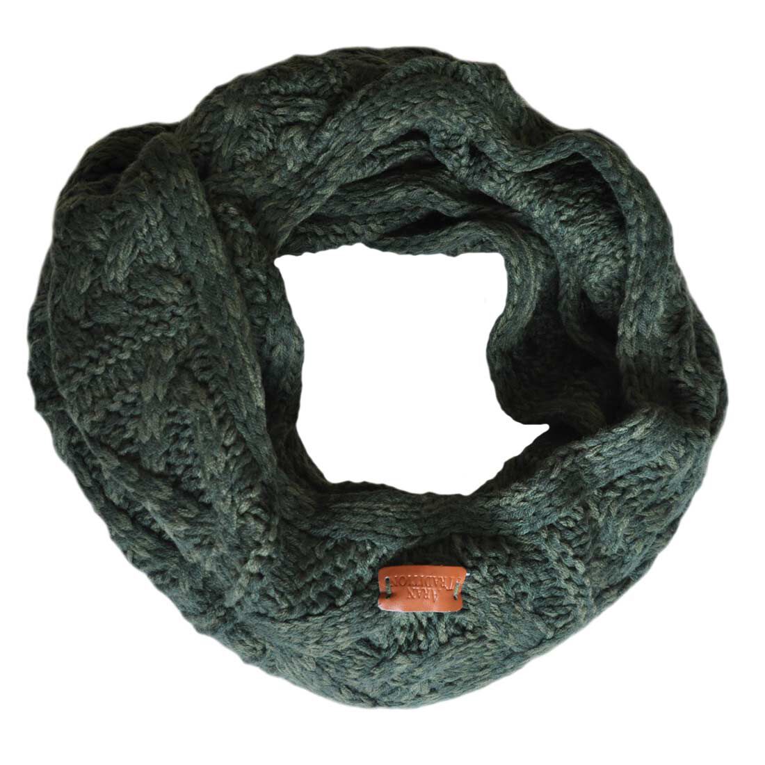 Aran Traditions Knitted Style Cable Design Snood Dark Green