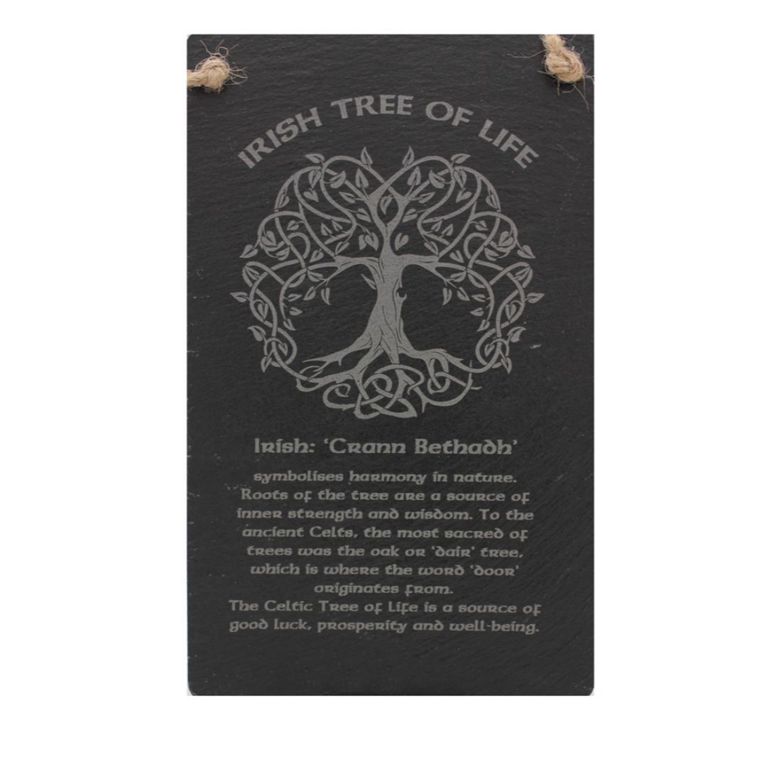 Irish Slate Rectangular Hanging Plaque With Irish Tree Of Life Design