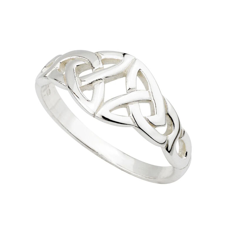 Hallmarked Sterling Silver Elegant Double Trinity Knot Design Ring