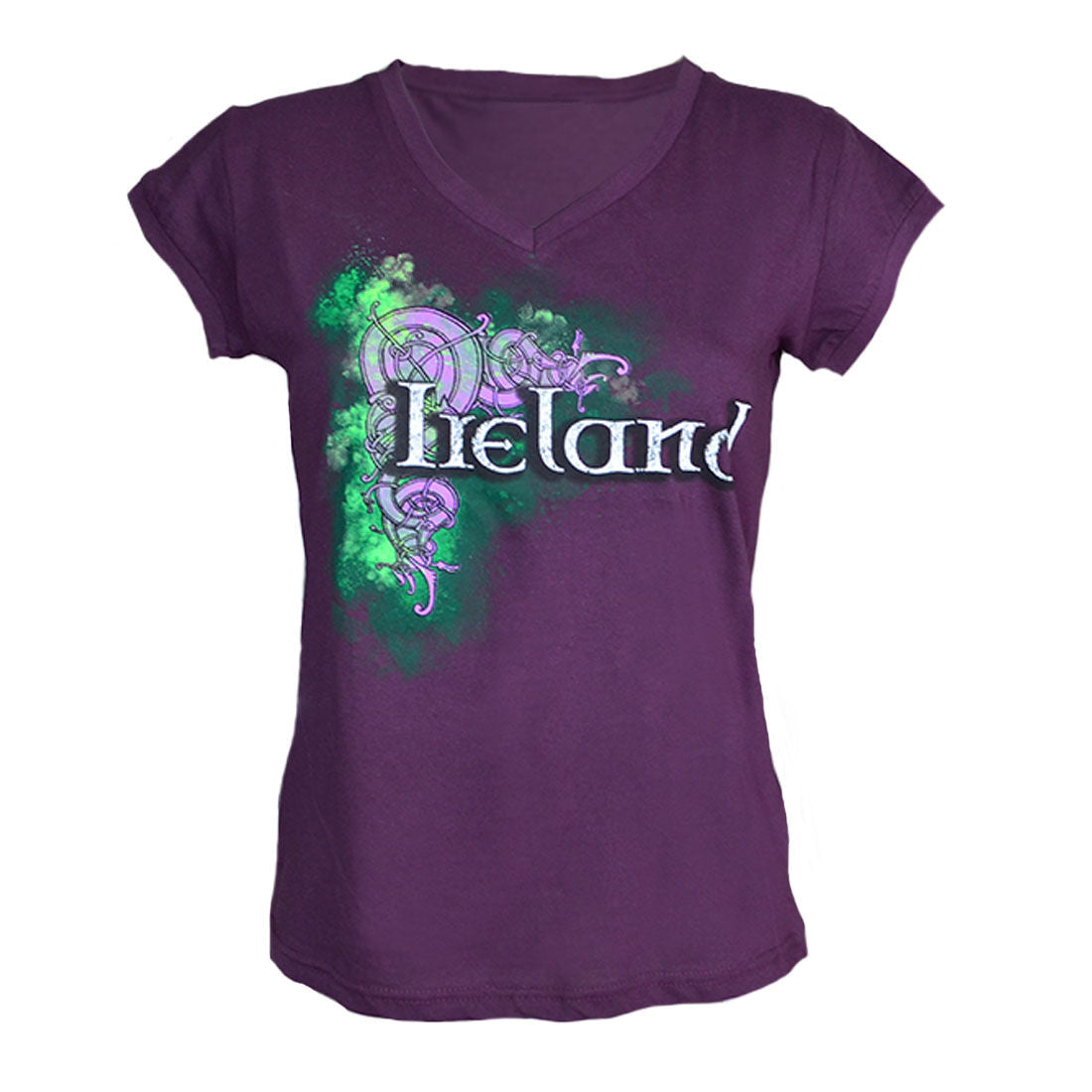 Ladies Ireland Celtic Design V-Neck T-Shirt