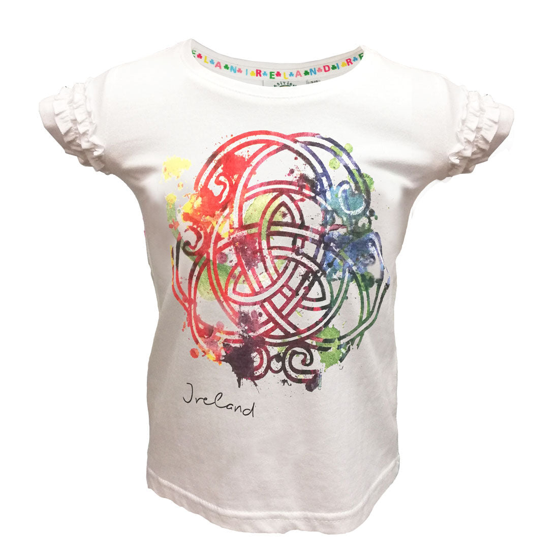 Kids Multicolored Celtic Knot Withful White T-Shirt